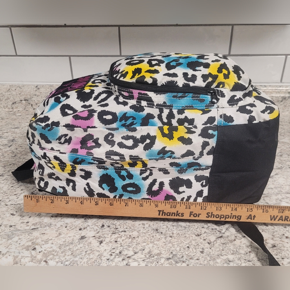 Billabong Leopard Print Backpack, Pink, Blue, Yellow, Canvas, Colorful - Picture 2 of 13